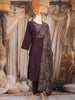 Dark Wine Floral printed Design Cotton Straight Cut Salwar Suit with Dupatta
