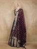 Dark Wine Purple Woven Design Banarasi Silk Lehenga