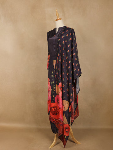 Dark Aubergine Floral Design Printed Salwar Suit - Diadem