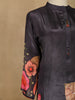 Dark Aubergine Floral Design Printed Salwar Suit - Diadem