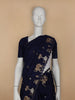 Dark Blue Elephant and Floral Designed Semi Tussar Saree - Diadem