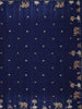 Dark Blue Elephant and Floral Designed Semi Tussar Saree - Diadem