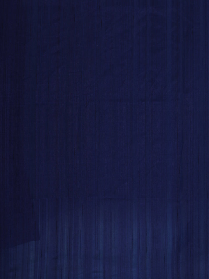 Dark Blue Elephant and Floral Designed Semi Tussar Saree - Diadem