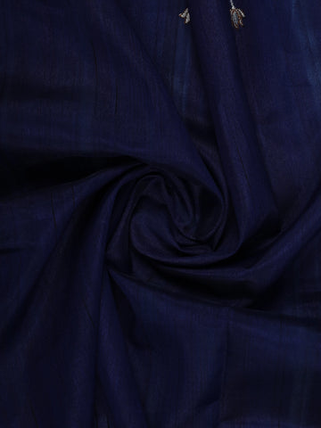 Dark Blue Elephant and Floral Designed Semi Tussar Saree - Diadem