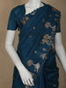 Dark Blue Elephant and Floral Designed Semi Tussar Saree - Diadem