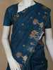 Dark Blue Elephant and Floral Designed Semi Tussar Saree - Diadem