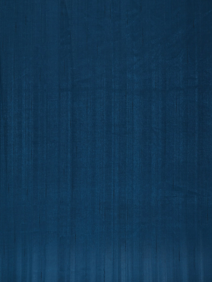 Dark Blue Elephant and Floral Designed Semi Tussar Saree - Diadem