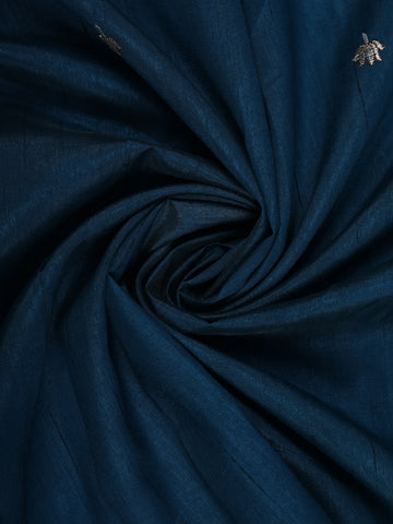 Dark Blue Elephant and Floral Designed Semi Tussar Saree - Diadem