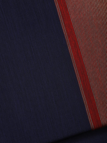 Dark Blue Floral Butta Fancy Cotton Saree - Diadem