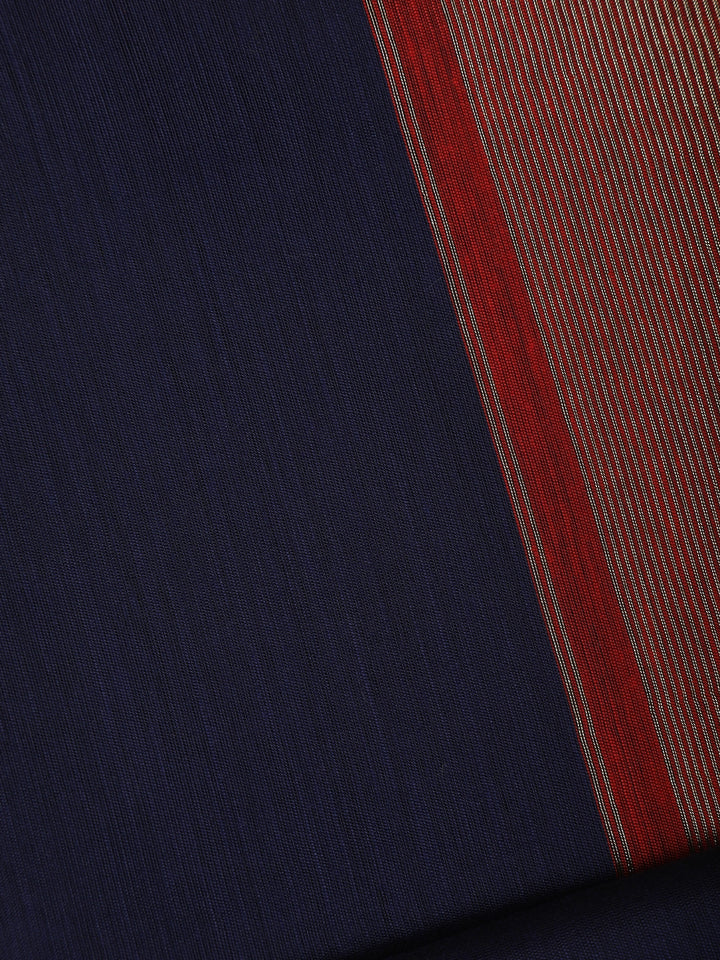 Dark Blue Floral Butta Fancy Cotton Saree - Diadem