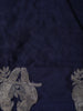 Dark Blue Floral Designed Banarasi Silk Saree