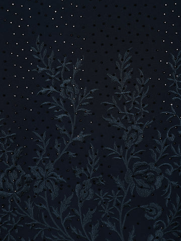 Dark Blue Floral Designed Men's Suit - Diadem