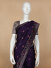 Dark Blue Floral Designed Raw Silk Saree - Diadem
