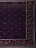 Dark Blue Floral Designed Raw Silk Saree - Diadem