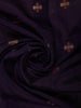 Dark Blue Floral Designed Raw Silk Saree - Diadem