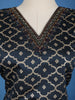 Dark Blue Floral Designed Semi Silk Salwar Suit - Diadem