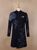 Dark Blue Floral Designed Sherwani Suit