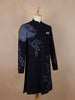 Dark Blue Floral Designed Sherwani Suit