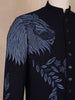 Dark Blue Floral Designed Sherwani Suit