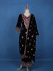 Dark Blue Floral Designed Velvet Salwar Suit - Diadem