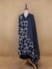 Dark Blue Floral Designed Cotton Salwar Suit - Diadem