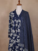 Dark Blue Floral Designed Cotton Salwar Suit - Diadem