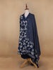 Dark Blue Floral Designed Cotton Salwar Suit - Diadem