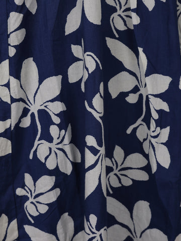Dark Blue Floral Designed Cotton Salwar Suit - Diadem