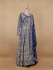 Dark Blue Floral Embroidery Net Bridal Gown - Diadem