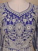 Dark Blue Floral Embroidery Net Bridal Gown - Diadem