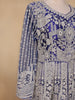 Dark Blue Floral Embroidery Net Bridal Gown - Diadem