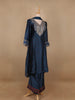 Dark Blue Floral Printed Semi Silk Salwar Suit