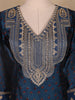 Dark Blue Floral Printed Semi Silk Salwar Suit