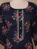 Dark Blue Floral Prints Cotton Straight Cut Salwar Suit - Diadem
