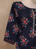 Dark Blue Floral Prints Cotton Straight Cut Salwar Suit - Diadem