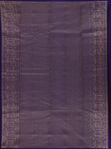 Dark Blue Floral Woven Pure Kanchipuram Silk Saree - Diadem