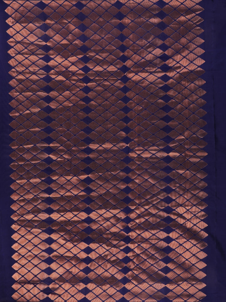 Dark Blue Floral Woven Silk saree - Diadem