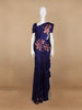 Dark Blue Floral Woven Silk saree - Diadem