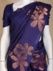 Dark Blue Floral Woven Silk saree - Diadem