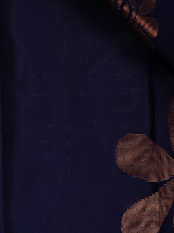 Dark Blue Floral Woven Silk saree - Diadem