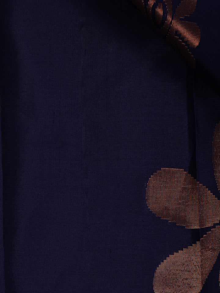 Dark Blue Floral Woven Silk saree - Diadem
