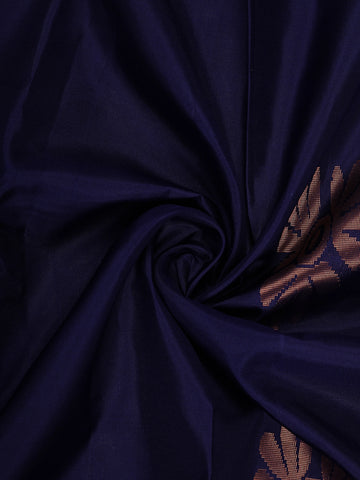 Dark Blue Floral Woven Silk saree - Diadem