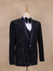 Dark Blue Floral Designed Men's Suit - Diadem