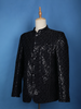 Dark Blue Sequin Designed Jodhpuri Men's Suit