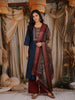Dark Blue Solid Design Silk Cotton Salwar Suit With Embroidered Yoke
