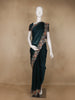 Dark Bottle Green Floral Embellished Chiffon Saree - Diadem