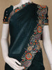 Dark Bottle Green Floral Embellished Chiffon Saree - Diadem