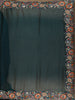 Dark Bottle Green Floral Embellished Chiffon Saree - Diadem