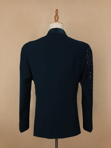 Dark Green Abstract Embroidery Men's Suit - Diadem