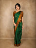 Dark Green Butta Zari Woven Design Kanchipuram Silk Saree with Contrast Border